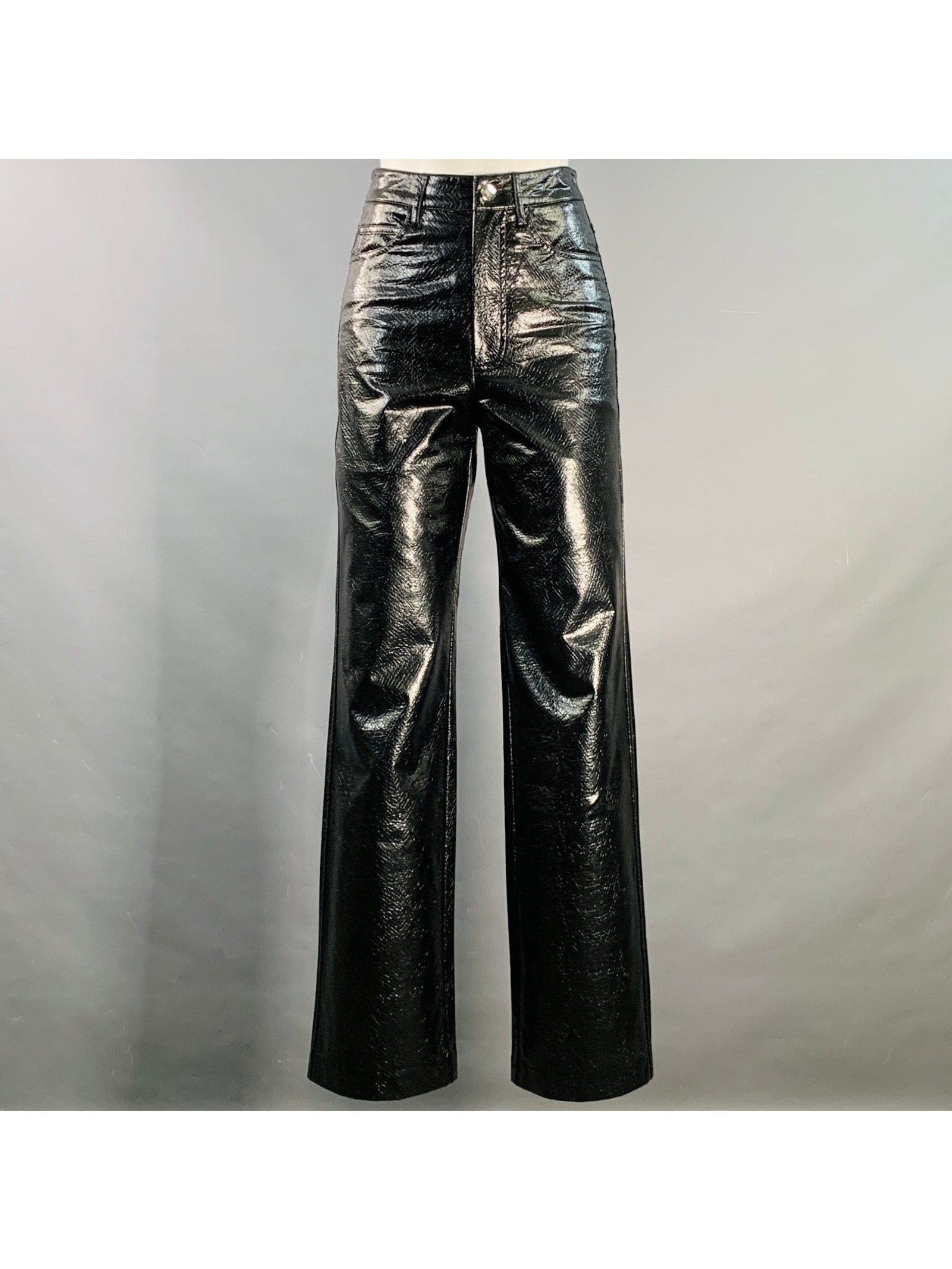 Rotate Size 2 Rotie Black Faux Leather Snake Embossed Straight Casual Pants